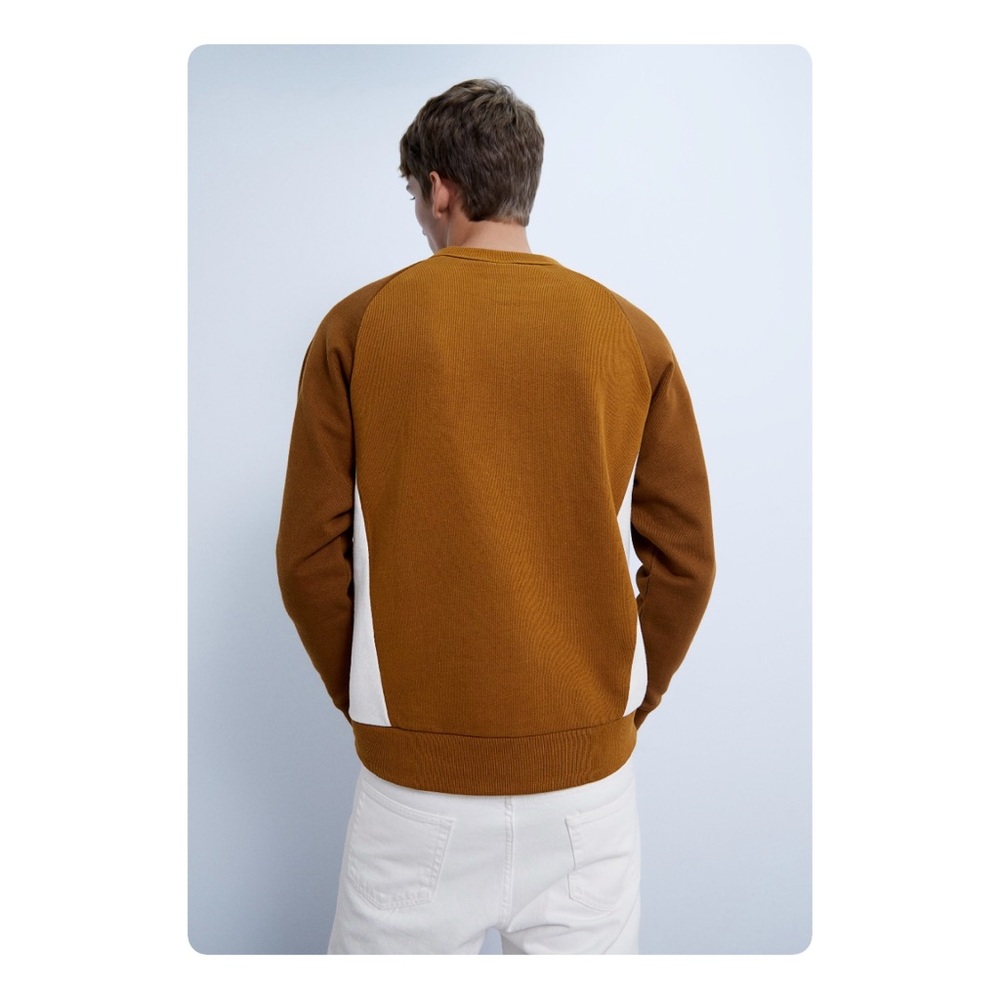Zara Basic Colorblock Sweatshirt - Dark Mustard/ … - image 5
